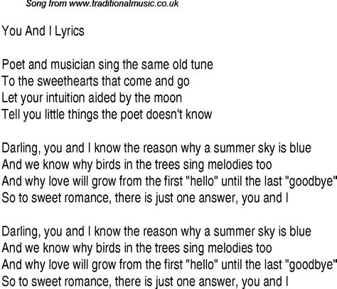 you and i song lyrics